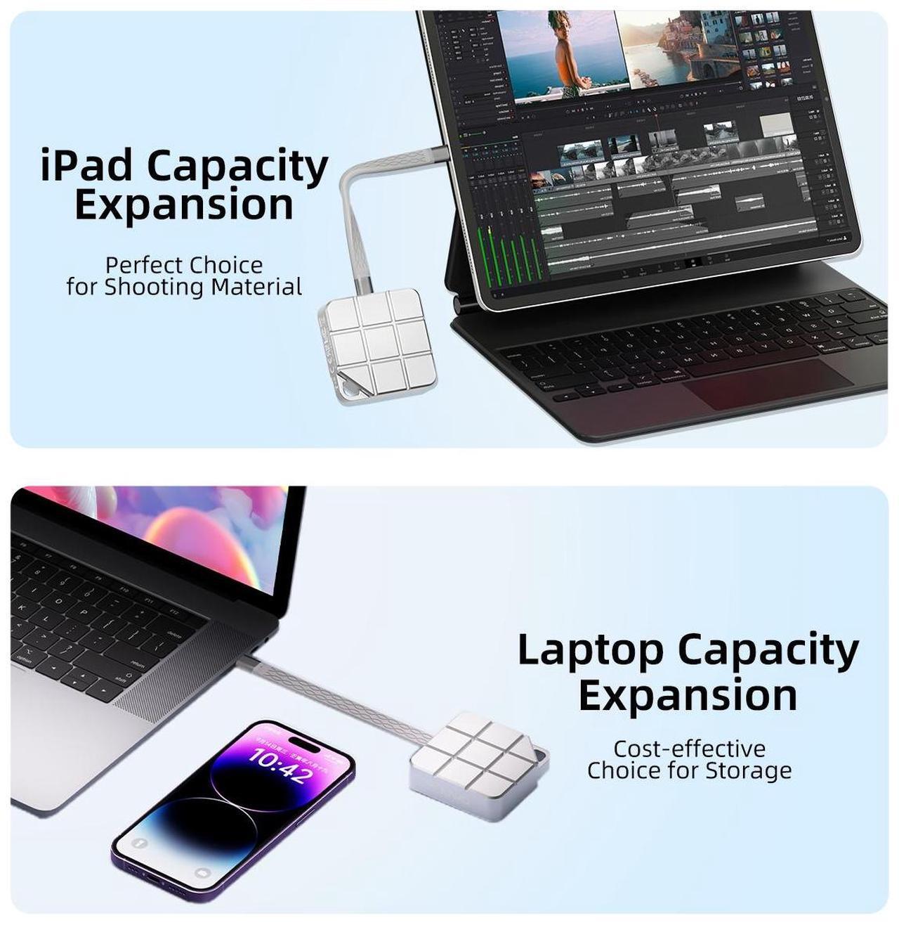 Alt view image 6 of 6 - MAIWO 2TB Portable SSD External Solid State Drive, USB 3.2 GEN 2 Type-C Up to 1050MB/s, Mini PSSD for iPhone 15 Pro Max MacBook Pro PS5, Aluminum (Silver) 2TB Silver