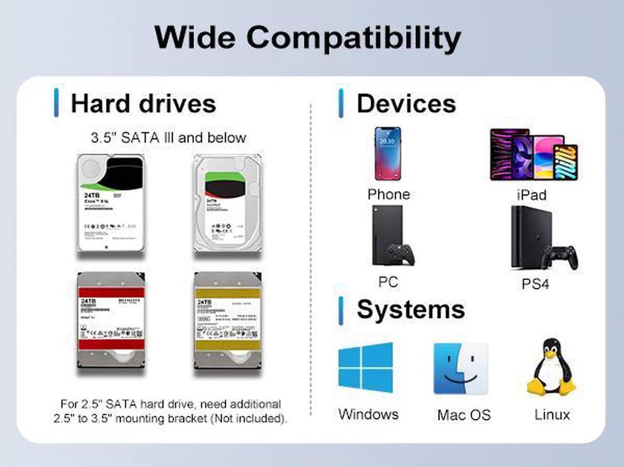 Alt view image 6 of 7 - MAIWO 4 Bay Hard Drive Enclosure with USB-C & 10 Gbps Speed, 4-Bay DAS Design for 3.5 SATA HDDs with 2 Cooling Fans, USB3.1 HDD Enclosure Daisy Chain Expansion, DAS(NO RAID)