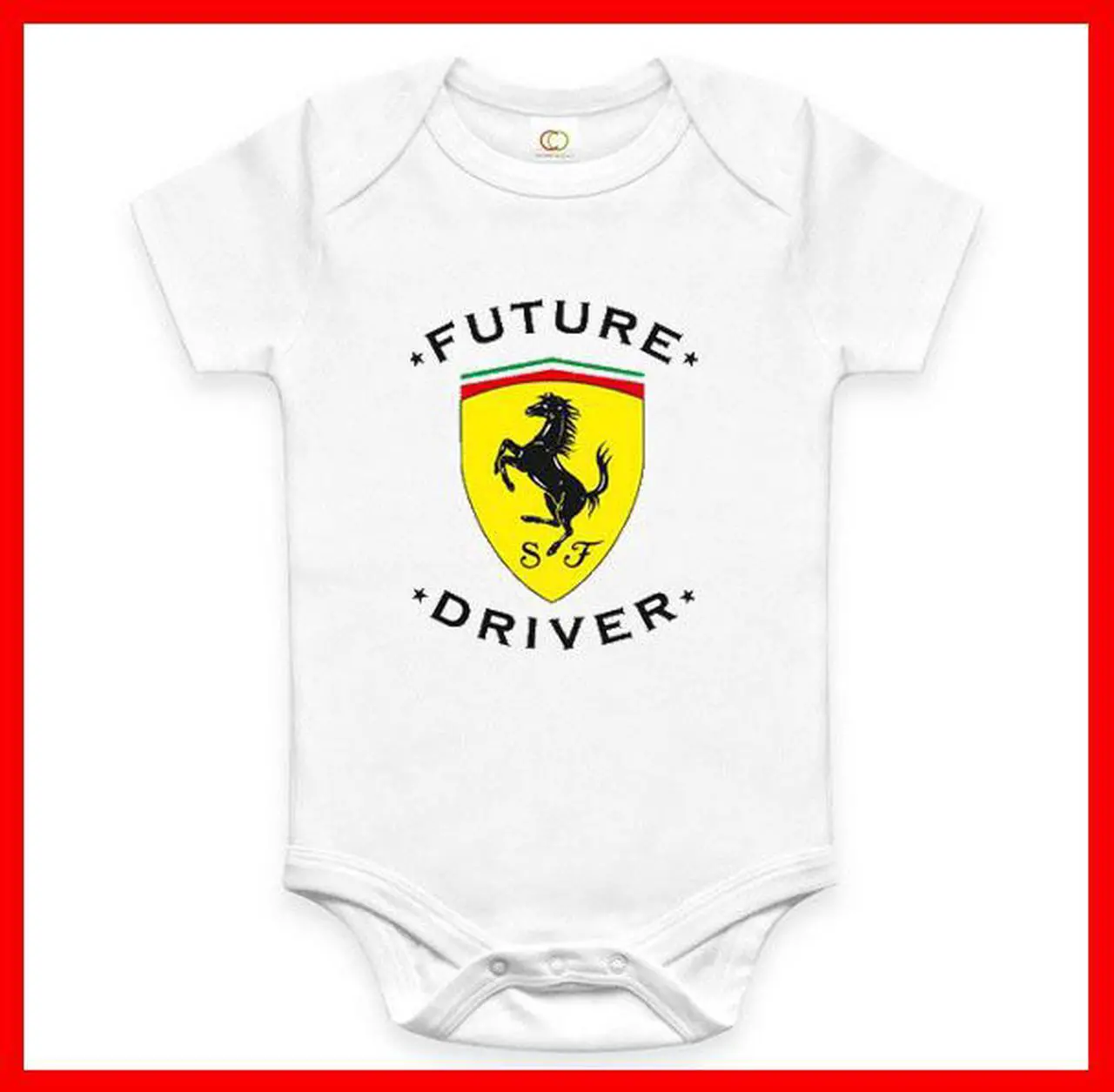 Main image of RARE NEW FUTURE FERRARI DRIVER BABY FUNNY BODYSUIT JUMP SUIT ONE PIECE ROMPER ONESIE