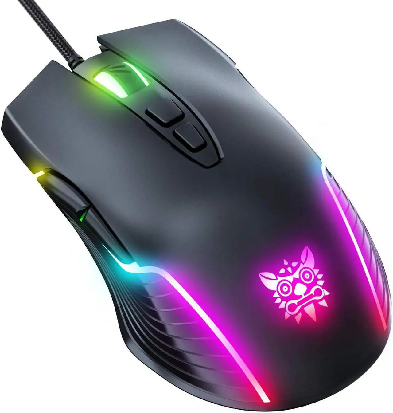 ONIKUMA Gaming Mouse 6400 DPI & Multiple LED Light Effect PC Mouse with RGB Lighting USB Wired Mouse Optical for Pro Gamer (Black)