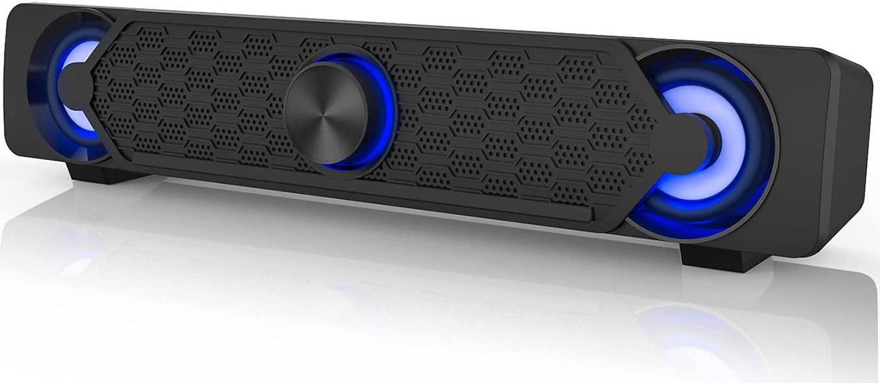 Computer Speakers,Wired Computer Sound Bar with Multi-Light Modes, Rhythm Speakers Stereo USB Powered Mini Soundbar for PC Tablets Laptop Desktop Projector Cellphone