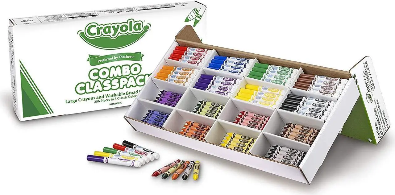 Alt view image 16 of 20 - Crayola. 523348 Classpack Crayons w/Markers, 8 Colors, 128 Each Crayons/Markers, 256/Box