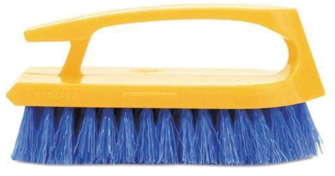 Alt view image 14 of 20 - Rubbermaid Commercial Long Handle Scrub Brush 6" Brush Yellow Plastic Handle/Blue Bristles 6482COB