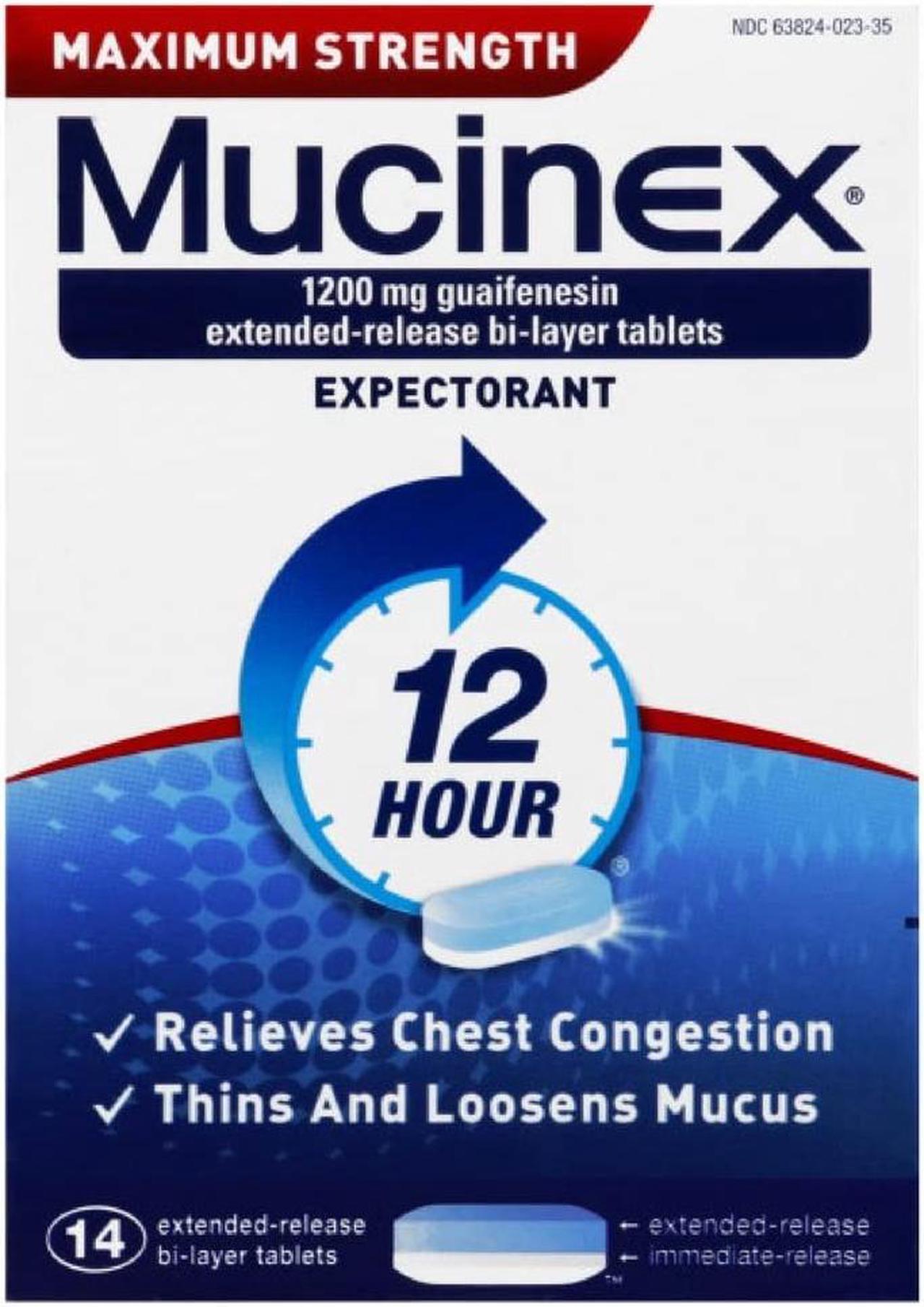 Alt view image 13 of 20 - Mucinex Max Strength Expectorant 14 Tablets/Box 02314