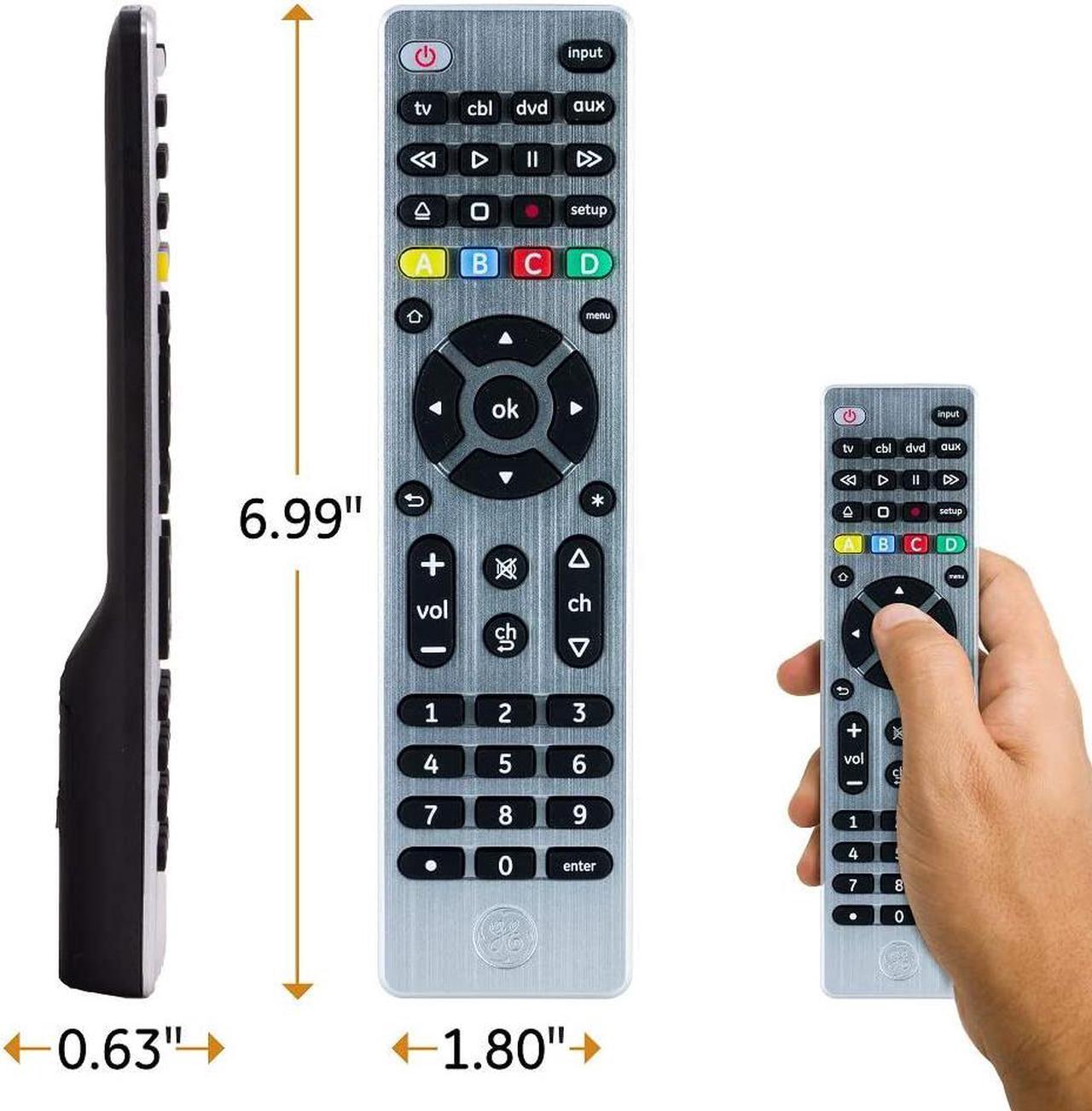 Alt view image 5 of 5 - GE Universal Remote Control for Samsung, Vizio, LG, Sony, Sharp, Roku, Apple TV, TCL, Panasonic, Smart TVs, Streaming Players, Blu-ray, DVD, 4-Device (Controls up to 4 different components), Silver