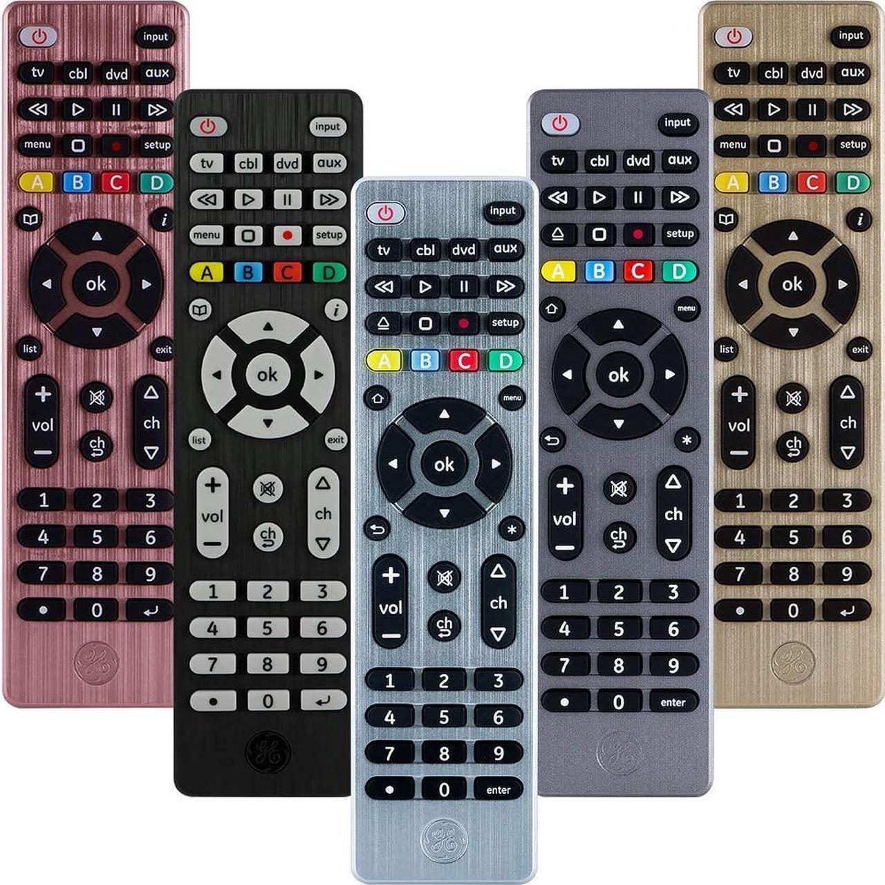 Main image of GE Universal Remote Control for Samsung, Vizio, LG, Sony, Sharp, Roku, Apple TV, TCL, Panasonic, Smart TVs, Streaming Players, Blu-ray, DVD, 4-Device (Controls up to 4 different components), Silver