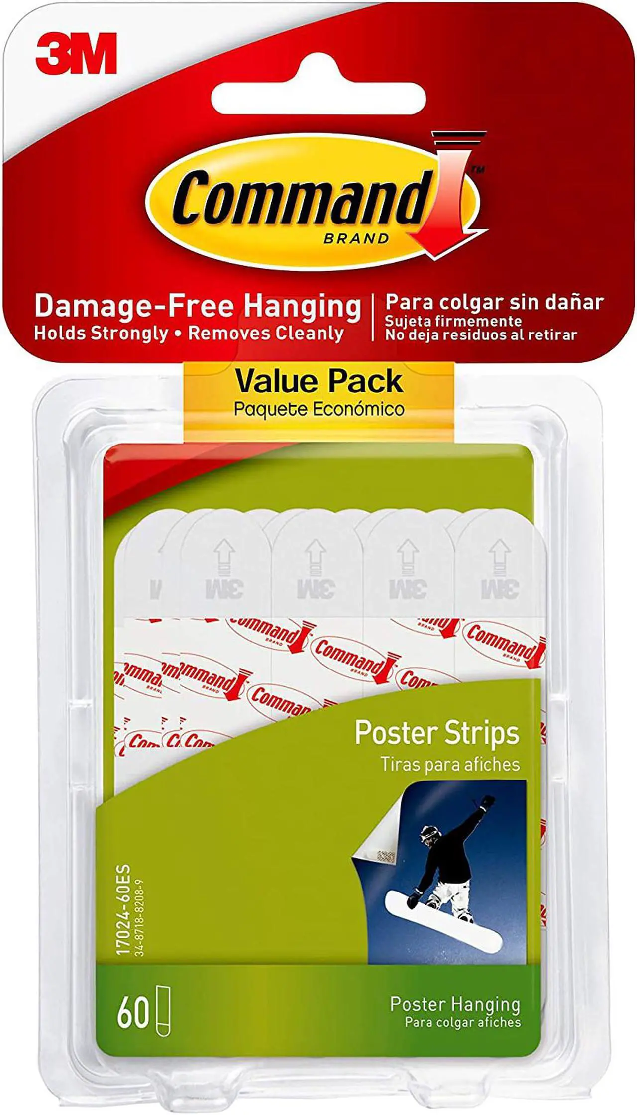 Main image of Command Poster Hanging Strips Value Pack, Small, White, 60-Strips