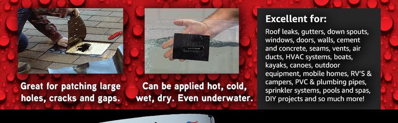 Alt view image 3 of 4 - Flex Tape Rubberized Waterproof Tape, 4" x 5' (10.2cm x 1.52m), Black