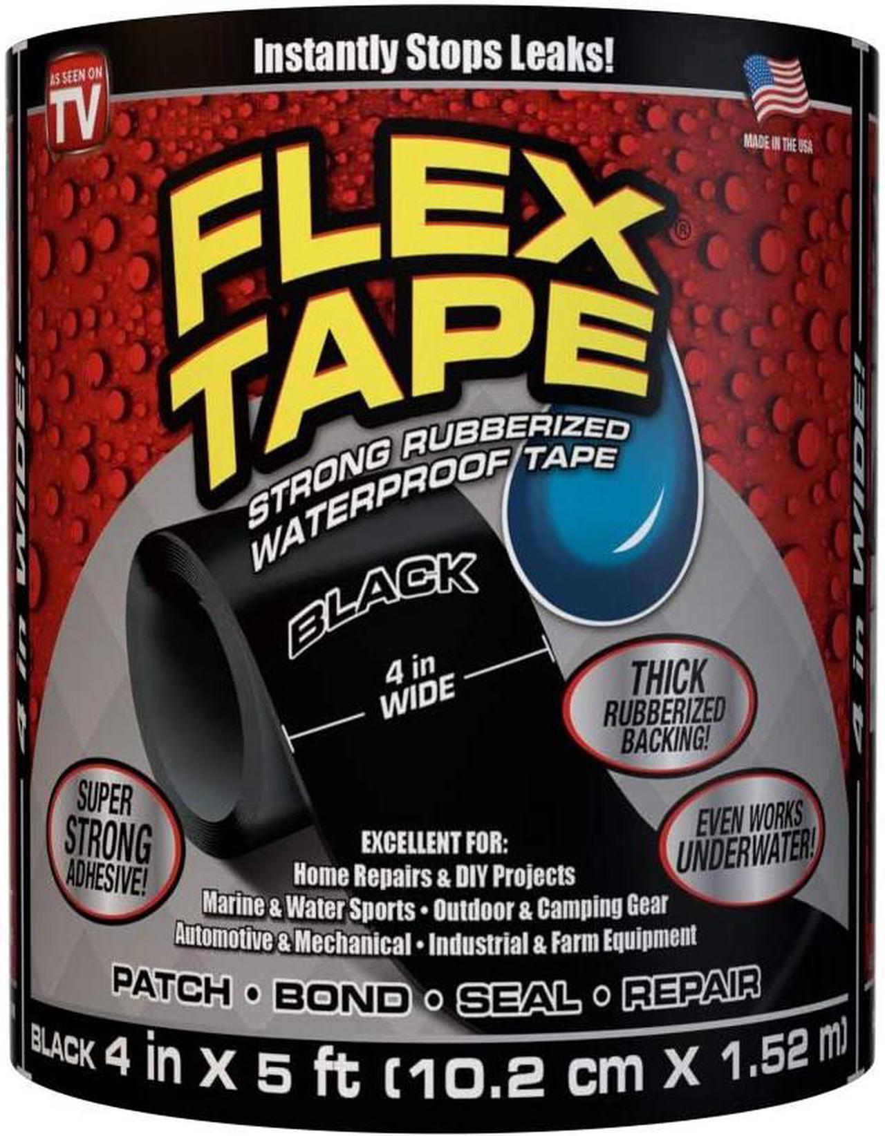 Main image of Flex Tape Rubberized Waterproof Tape, 4" x 5' (10.2cm x 1.52m), Black