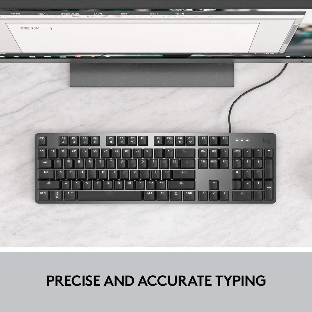 Alt view image 2 of 6 - Logitech K845 Mechanical Illuminated Keyboard, Mechanical Switches (TTC Blue Switches)