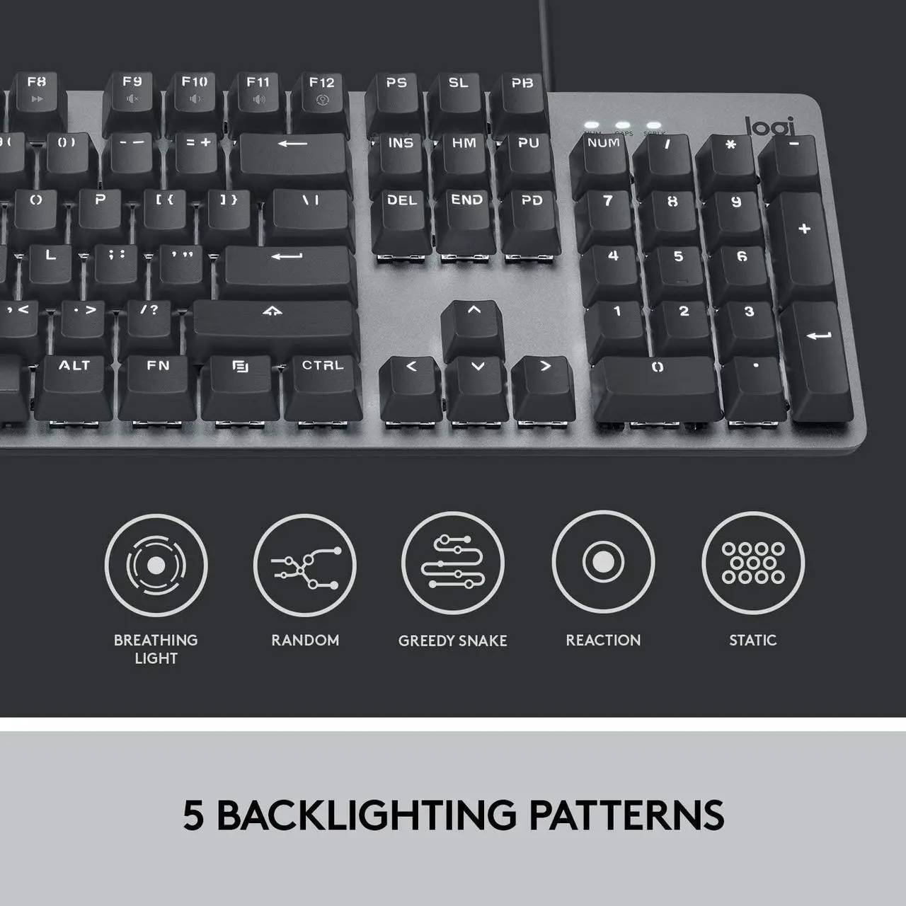 Alt view image 3 of 6 - Logitech K845 Mechanical Illuminated Keyboard, Mechanical Switches (TTC Blue Switches)