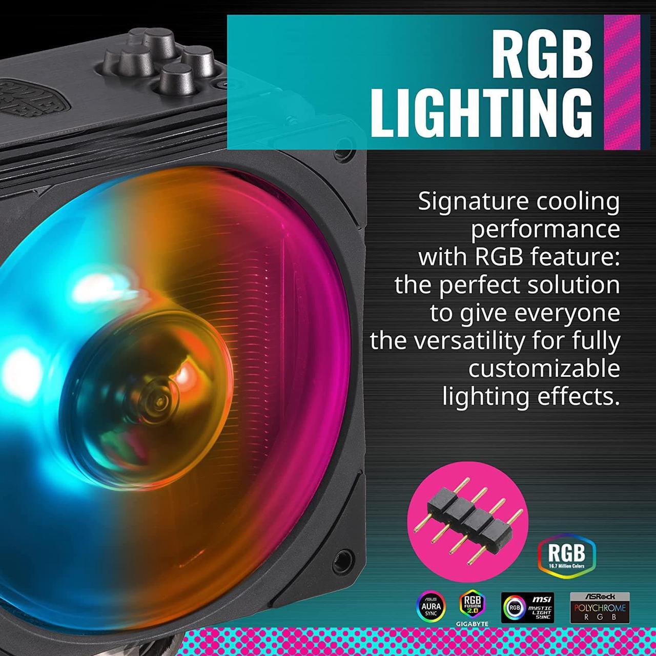 Alt view image 2 of 7 - Cooler Master Hyper 212 Black Edition RGB CPU Air Cooler - 120mm RGB Fan