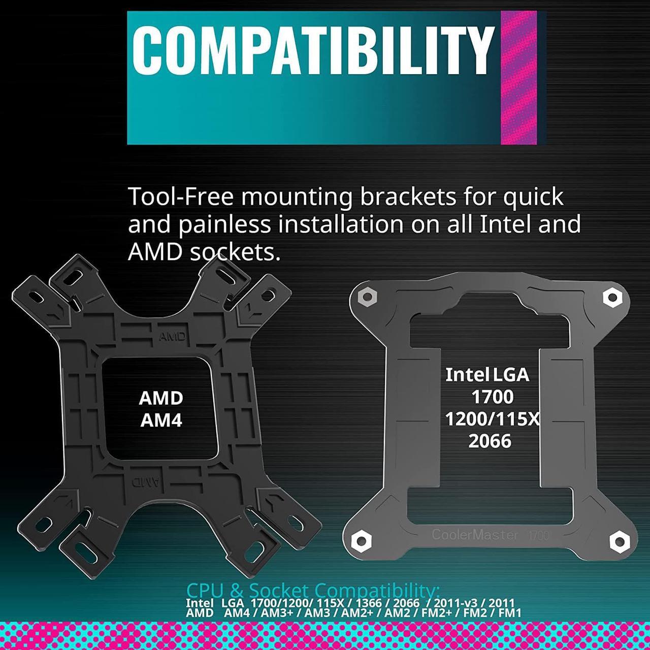 Alt view image 6 of 7 - Cooler Master Hyper 212 Black Edition RGB CPU Air Cooler - 120mm RGB Fan