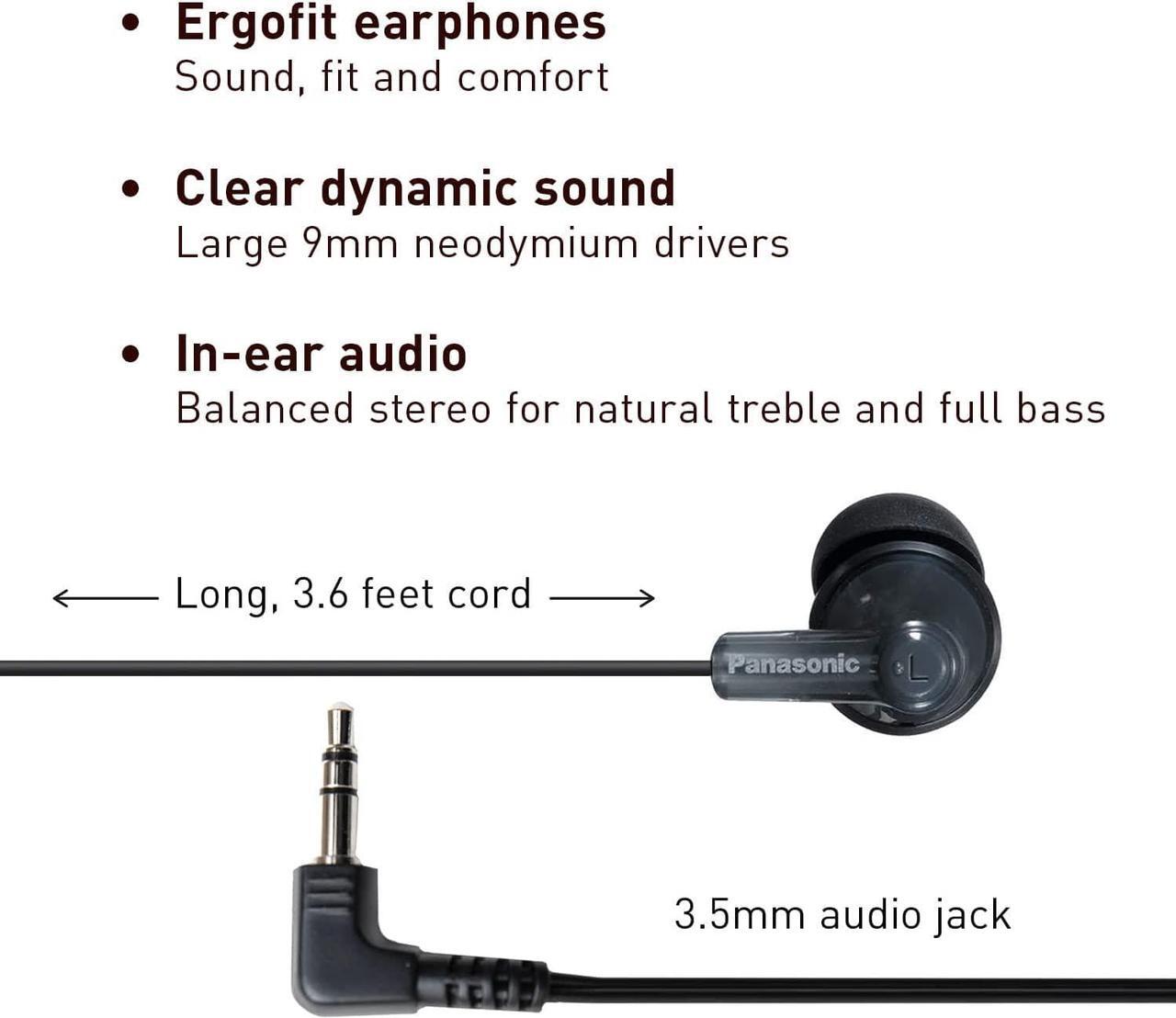 Alt view image 2 of 6 - Panasonic ErgoFit Wired Earbuds, 3.5mm Jack for Phones and Laptops - No Mic