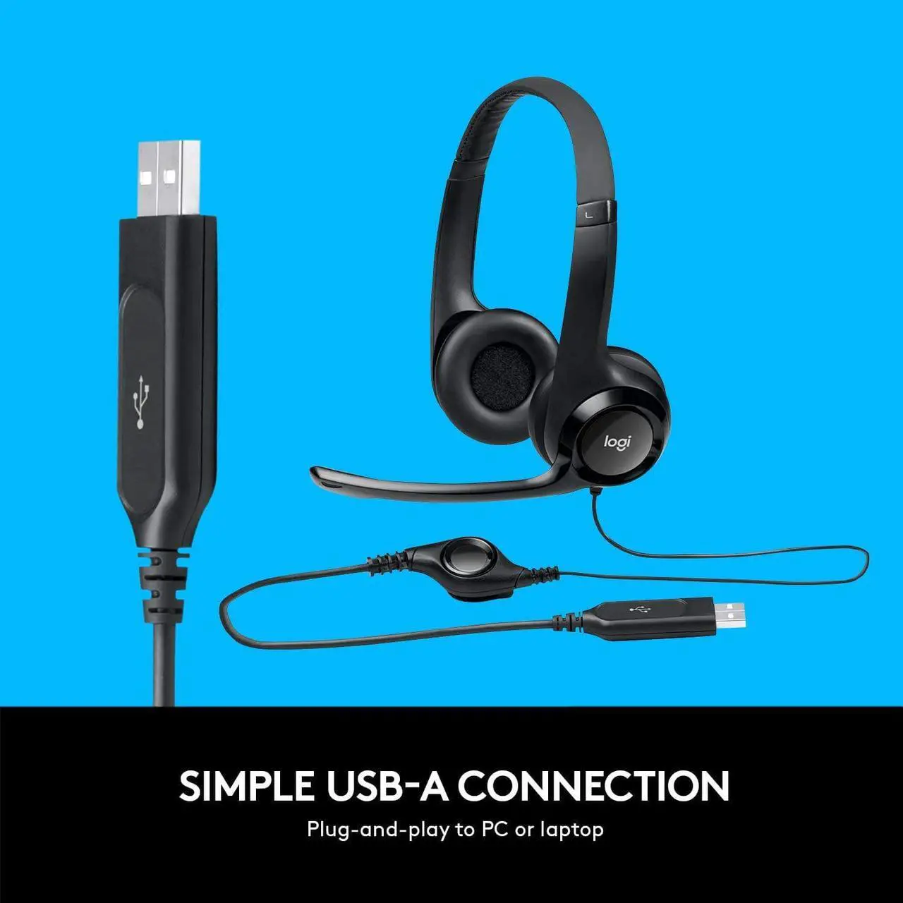 Alt view image 6 of 6 - Logitech H390 USB Wired Headset with Noise Cancelling Microphone