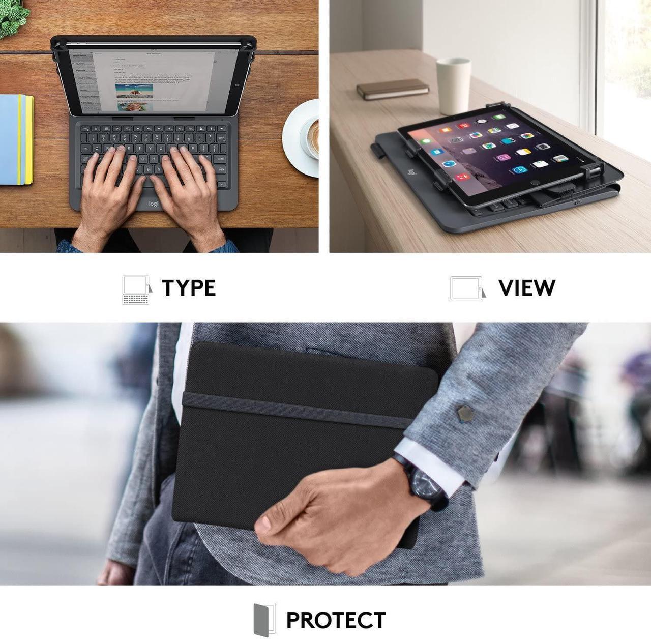 Alt view image 3 of 7 - Logitech Universal Folio with Integrated Bluetooth 3.0 Keyboard for 9-10" Apple, Android, Windows Tablets