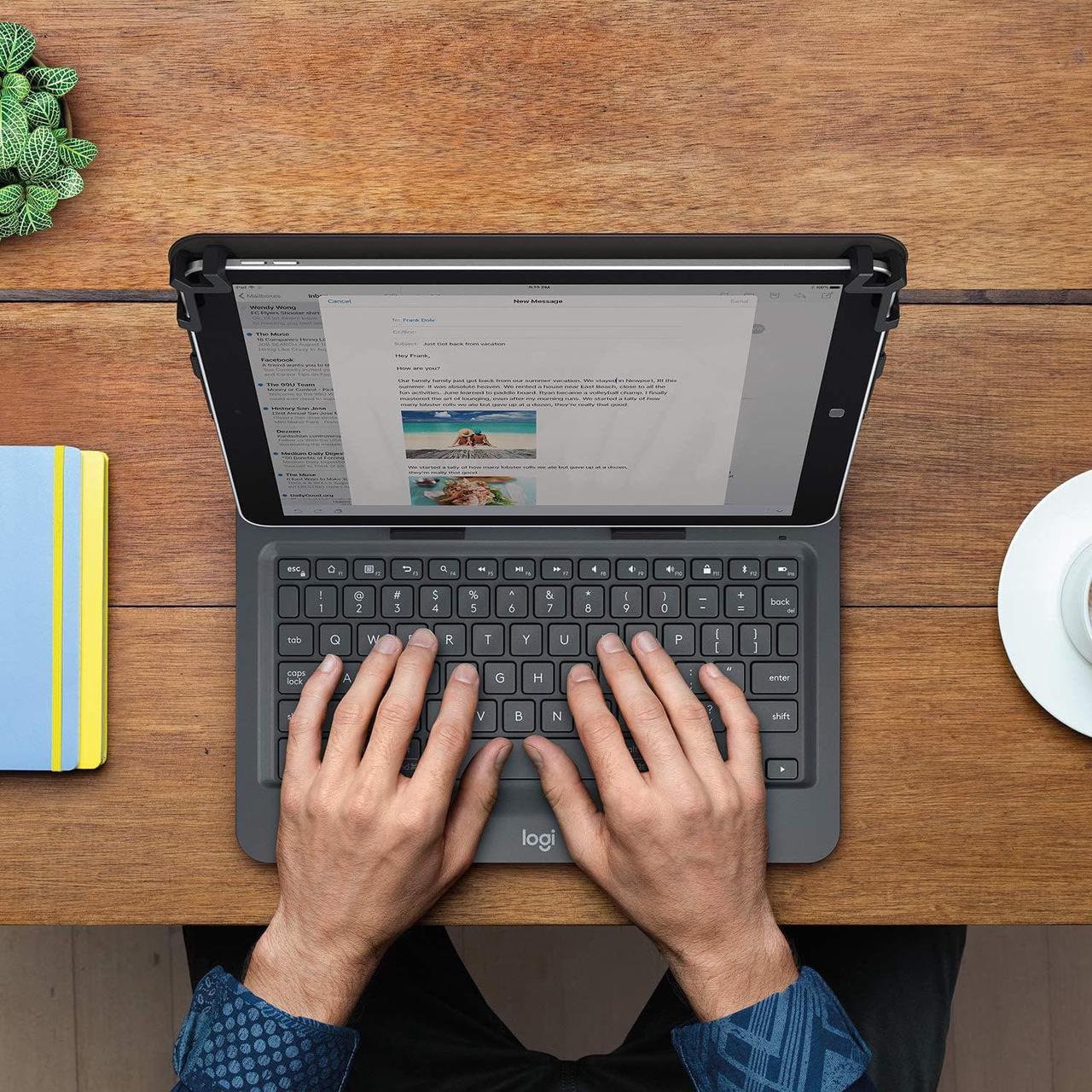 Alt view image 2 of 7 - Logitech Universal Folio with Integrated Bluetooth 3.0 Keyboard for 9-10" Apple, Android, Windows Tablets