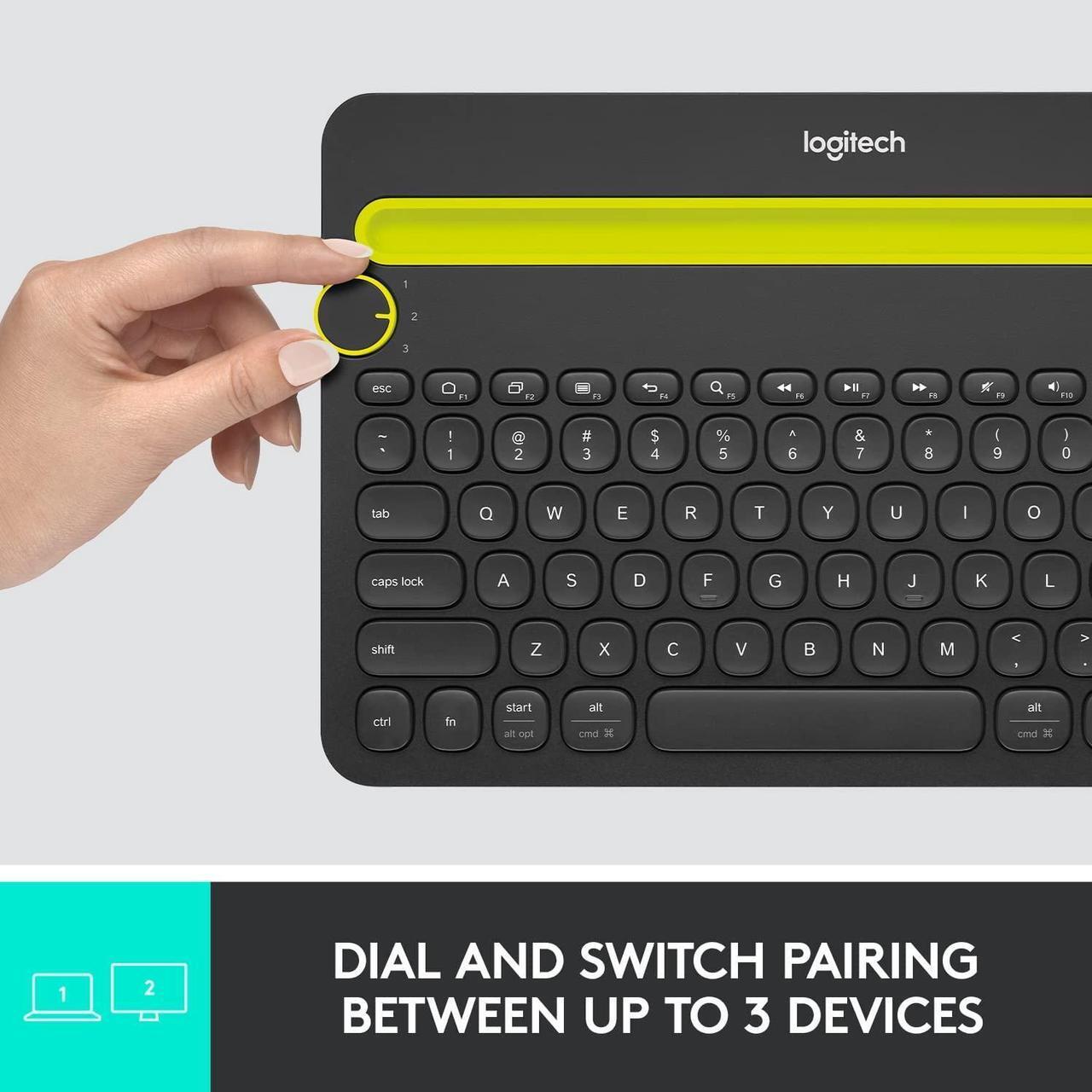 Alt view image 4 of 7 - Logitech K480 Bluetooth Multi-Device Keyboard for Windows, MacOS, iPadOS, Android or Chrome OS - Black