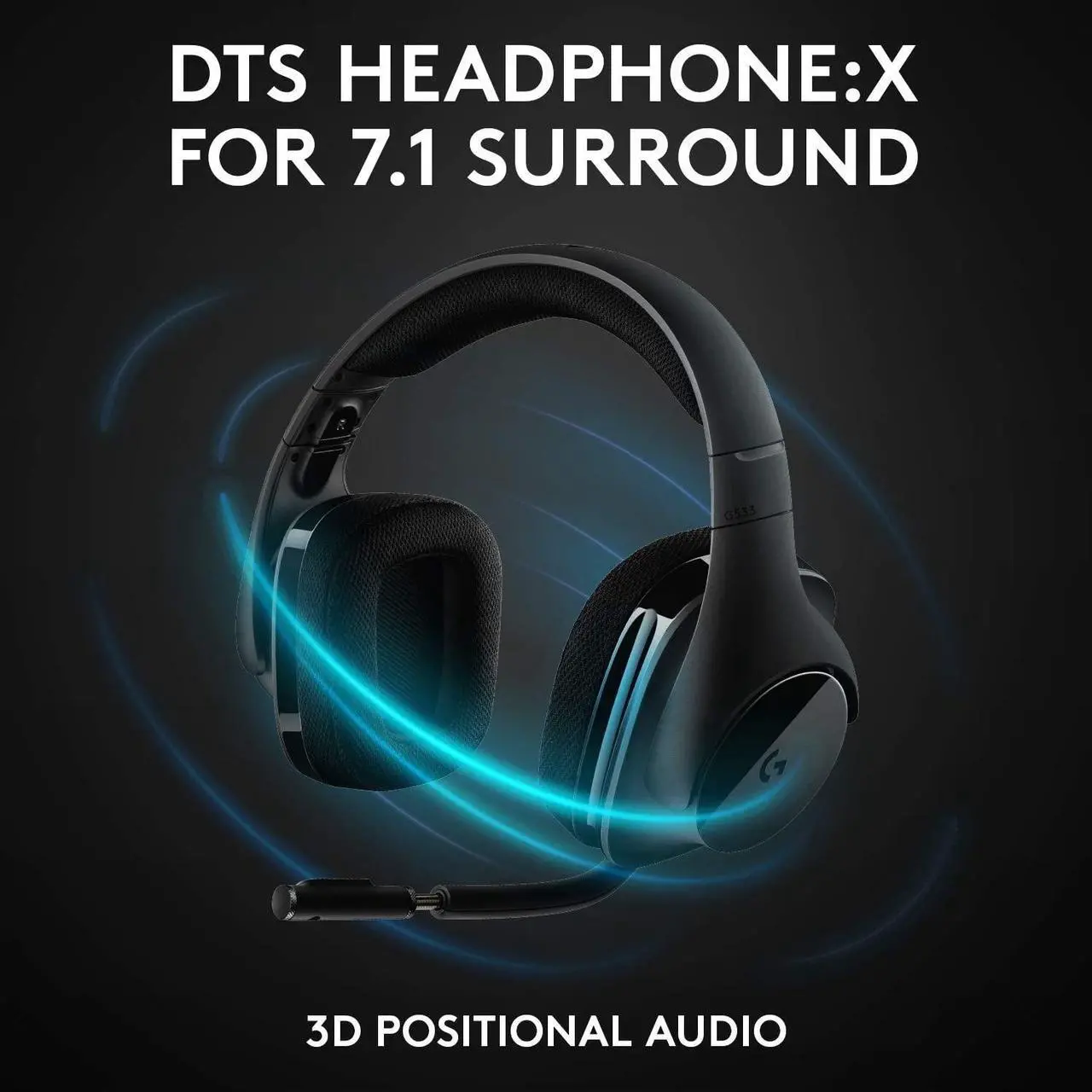 Alt view image 3 of 6 - Logitech G533 Wireless Gaming Headset  DTS 7.1 Surround Sound