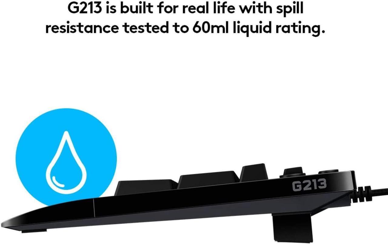 Alt view image 7 of 7 - Logitech G213 Prodigy Gaming Keyboard, RGB Backlit Keys, Customizable Keys, Dedicated Multi-Media Keys Black