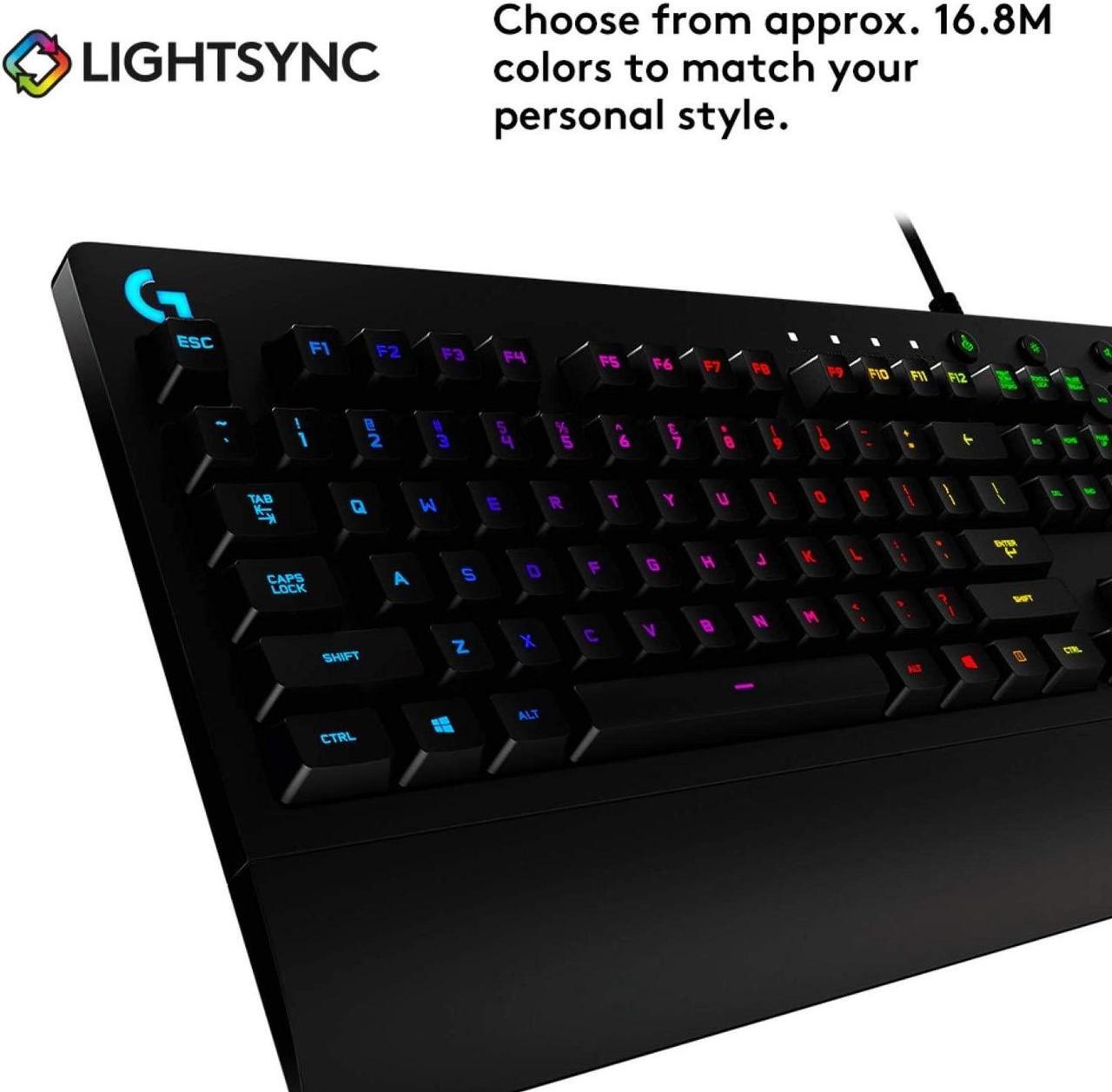 Alt view image 4 of 7 - Logitech G213 Prodigy Gaming Keyboard, RGB Backlit Keys, Customizable Keys, Dedicated Multi-Media Keys Black