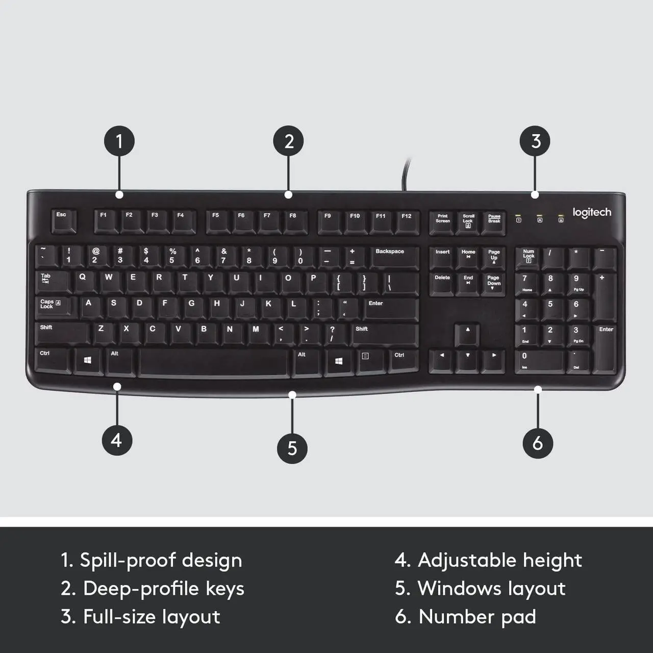 Alt view image 5 of 6 - Logitech K120 USB Wired Standard Keyboard
