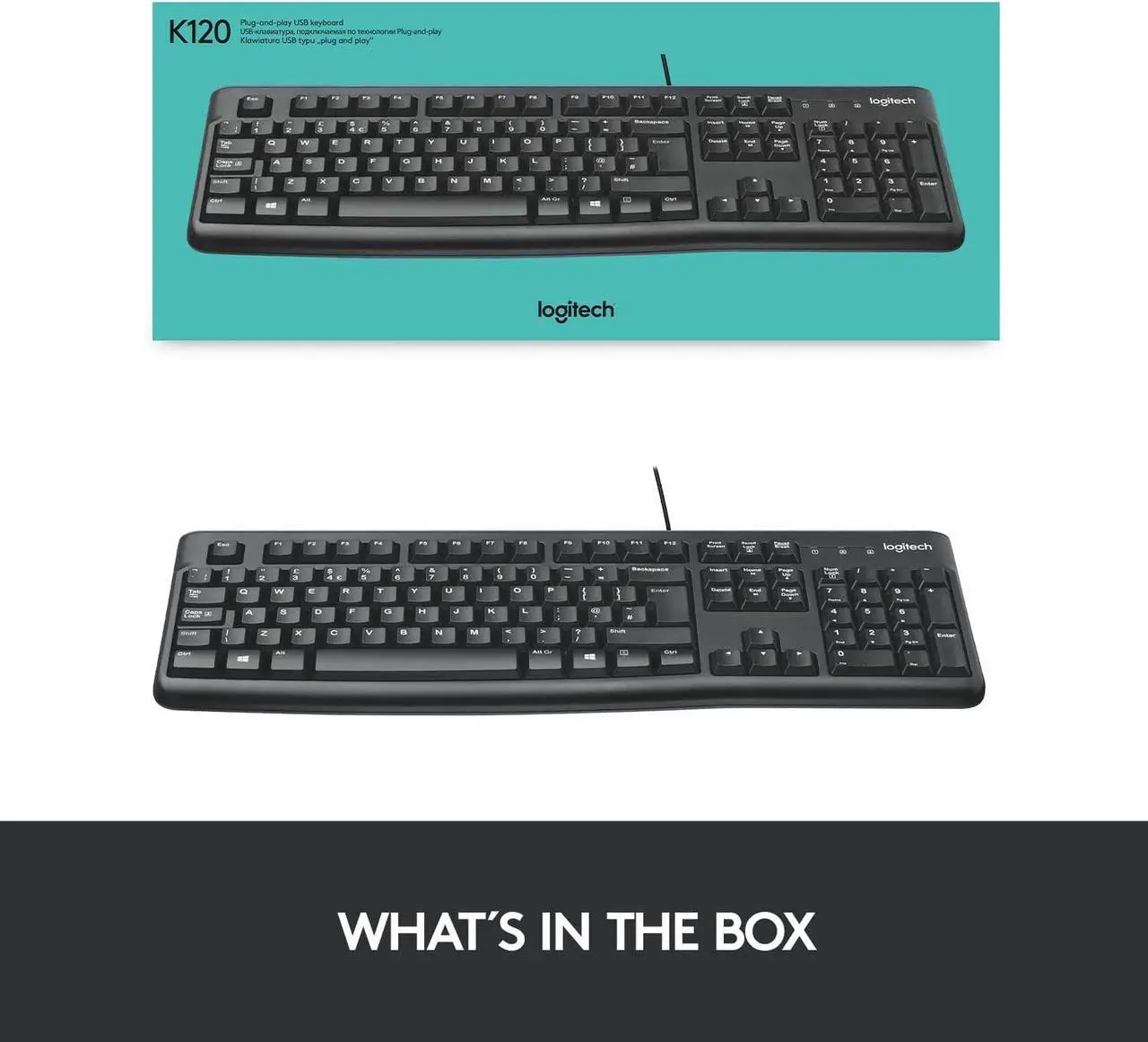 Alt view image 6 of 6 - Logitech K120 USB Wired Standard Keyboard
