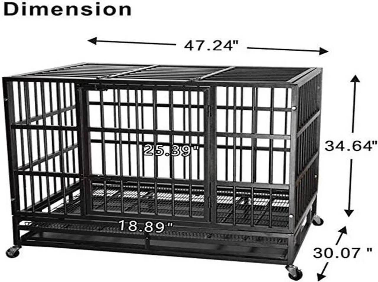 Alt view image 7 of 7 - 48'' Heavy Duty Metal Dog Cage Kennel Crate and Playpen for Training Large Dog Indoor Outdoor with Double Doors & Locks Design Included Lockable Wheels Removable Tray(42in 48in) (48 in, Black)