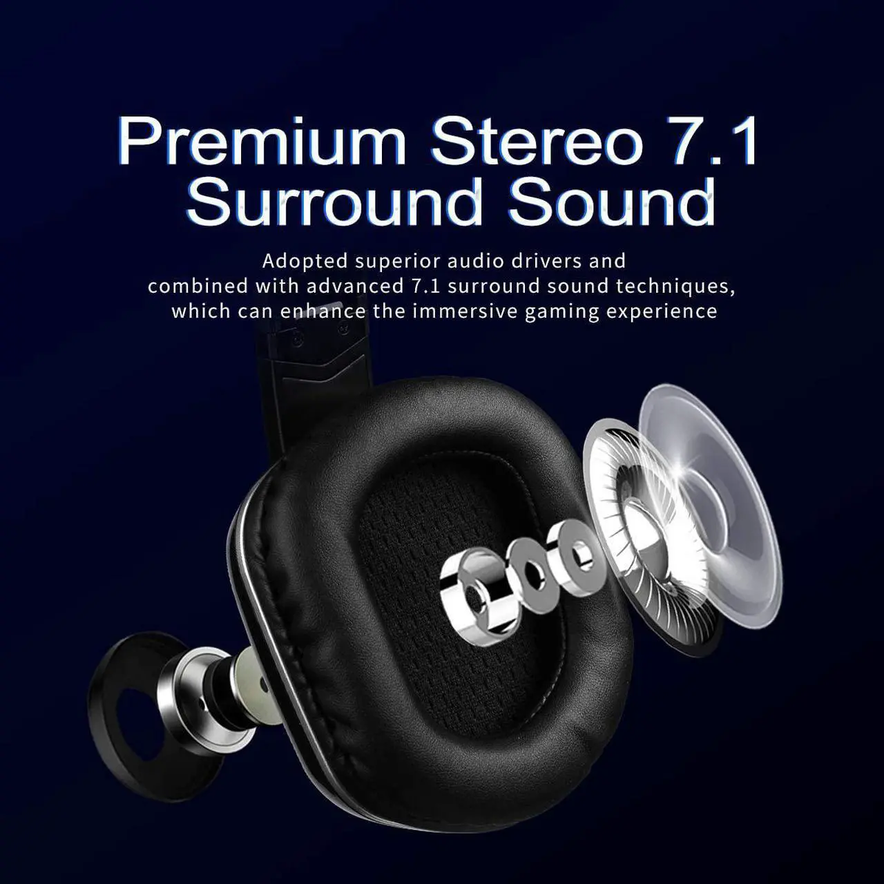 Alt view image 3 of 7 - SOMIC G909PRO 7.1 Virtual Surround Sound USB Gaming Headset Over Ear Bass Headphone for PS4,PC with Mic,Volume Control,LED(Black)