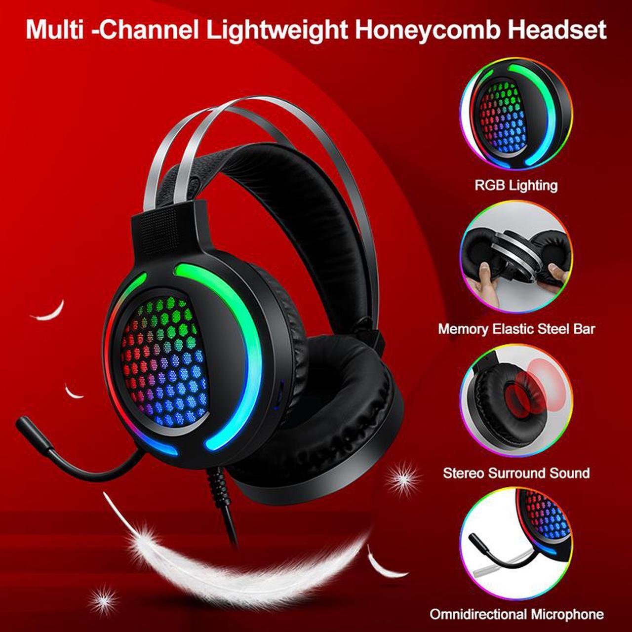 Alt view image 4 of 7 - T-WOLF Thunder TF400 Gaming Set Wolf Luminous Keyboard Mouse Headset Four-in-One Set