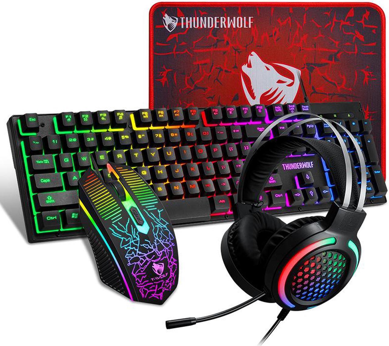 Alt view image 5 of 7 - T-WOLF Thunder TF400 Gaming Set Wolf Luminous Keyboard Mouse Headset Four-in-One Set
