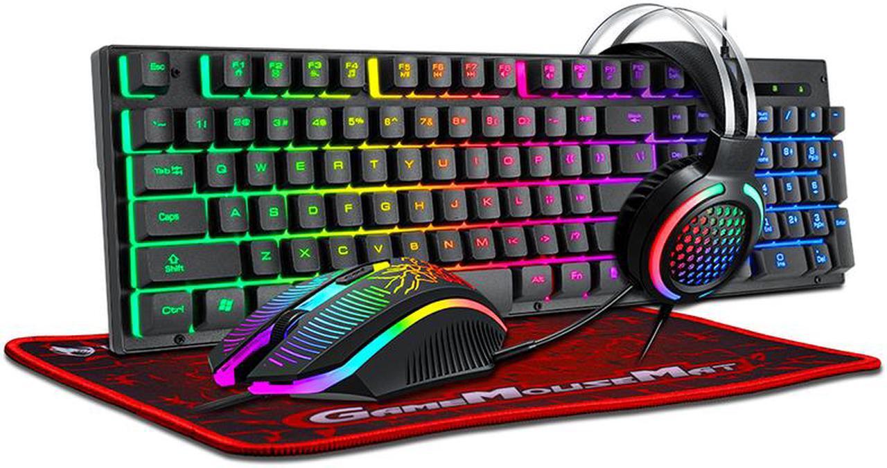 Main image of T-WOLF Thunder TF400 Gaming Set Wolf Luminous Keyboard Mouse Headset Four-in-One Set