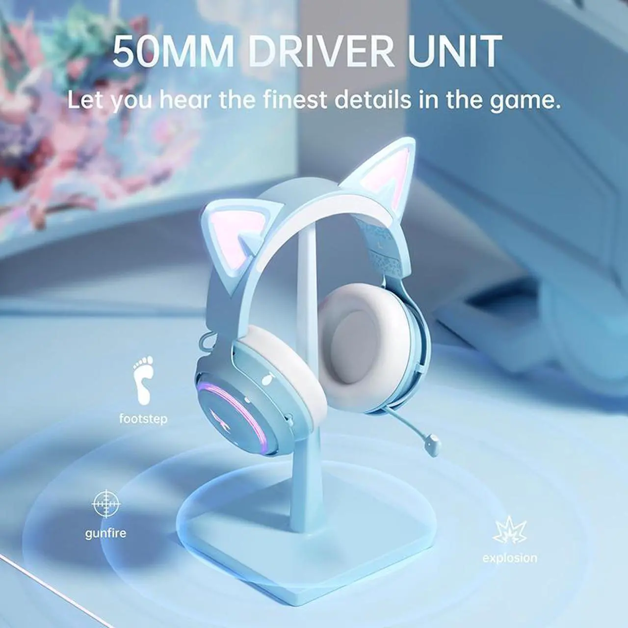 Alt view image 5 of 7 - SOMIC  Stereo Gaming wireless Headset for PC, PS4, Laptops, 7.1 Virtual Surround Sound Headphones, Noise Canceling Over Ear Headphone with Voice Changer Mic and Led Lights