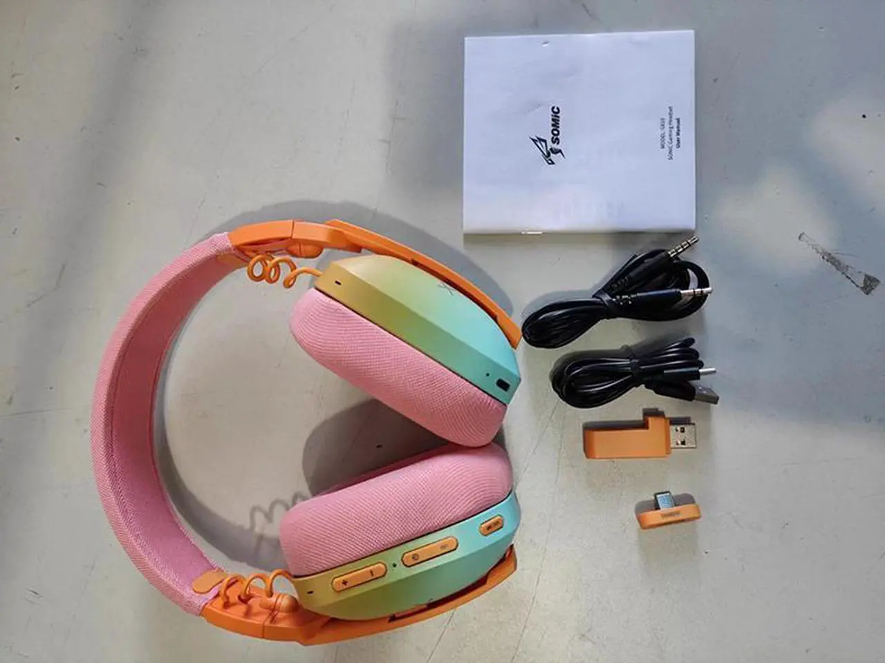 Alt view image 2 of 7 - SOMIC GS810 bluetooth Gaming Headset with Microphone for PS5, PS4, Computer Gamer Headphone with Stereo Sound, Detachable Mic, Soft Earmuffs, RGB LED Light, 10H+ Playtime (Xbox one in Wired Mode)