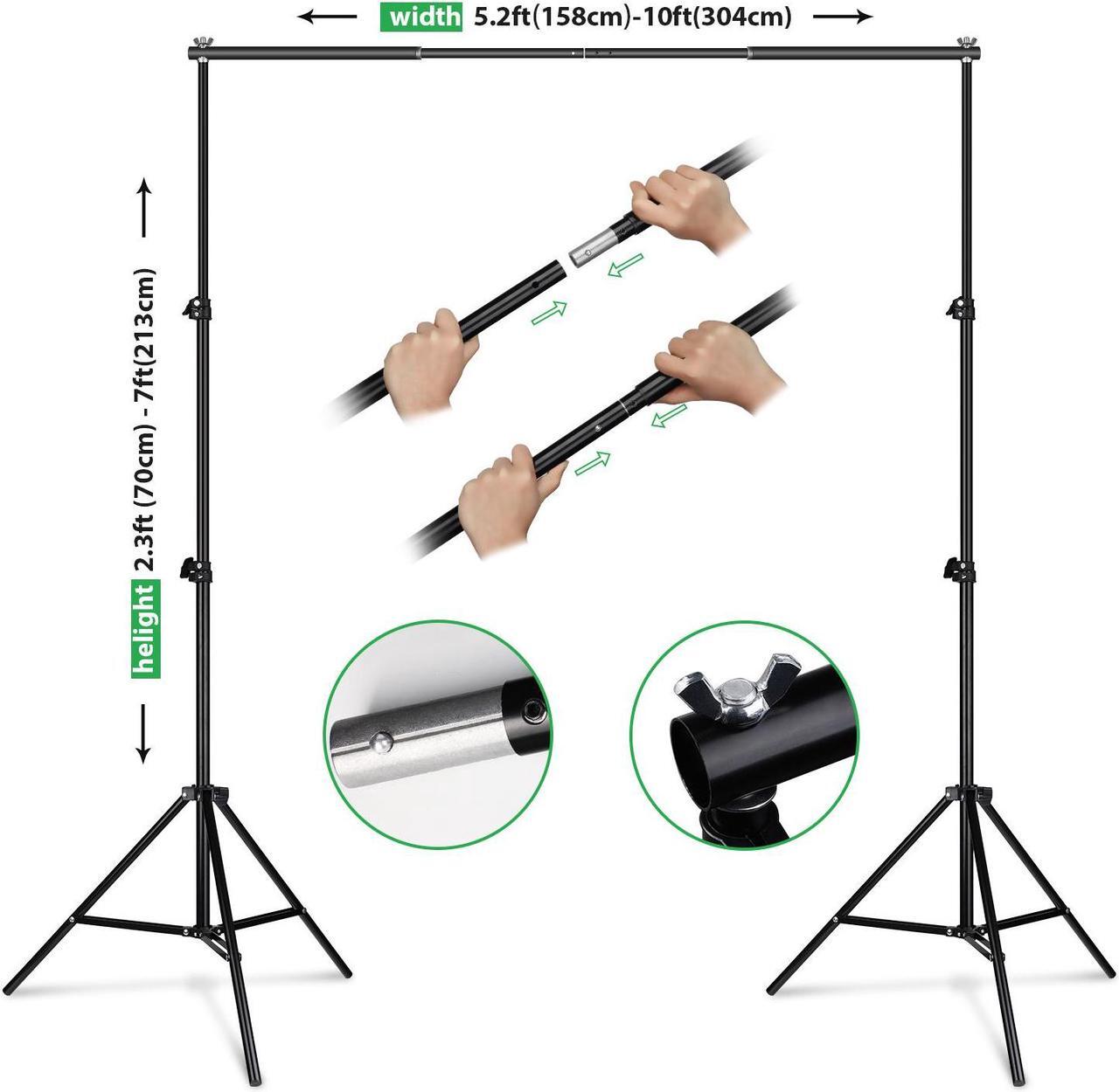 Alt view image 2 of 7 - HPUSN Backdrop Stand - 10ft x 7ft Adjustable Photoshoot Backdrop - Photo Backdrop Stand for Parties - Backdrop Includes Travel Bag, Sand Bags, Clamps - Photo Video Studio