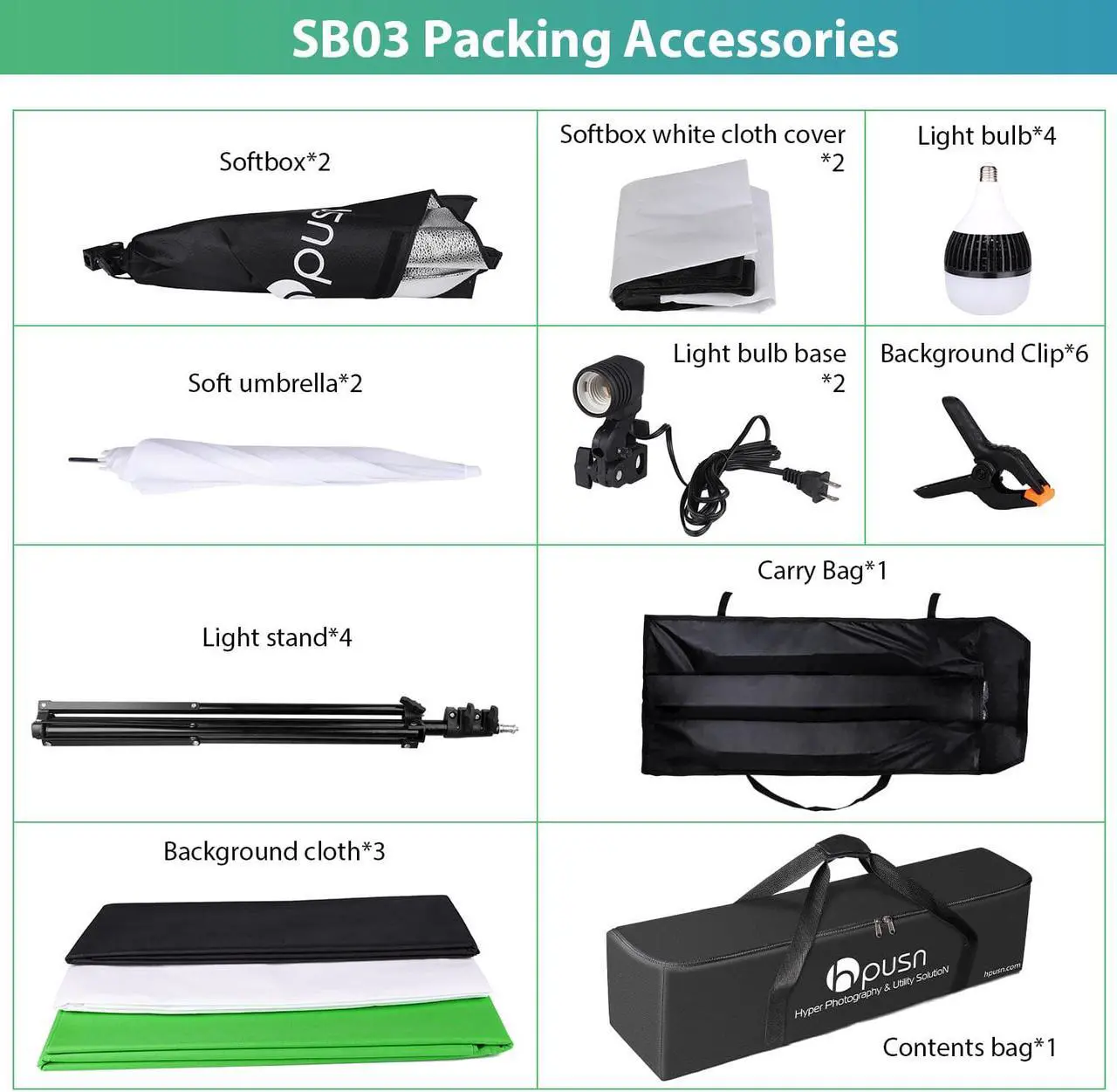HPUSN Background Support and Lighting Kit - Thumbnail 4