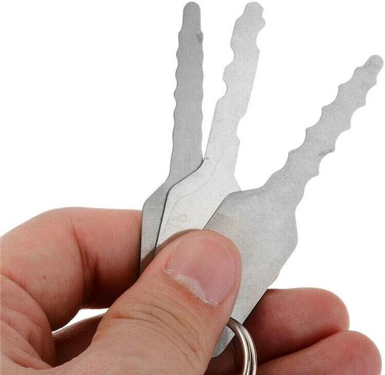 Alt view image 2 of 6 - 10Pcs  Stainless Steel Jiggler Keys Dual Sided Car Unlocking Lock Opening Repair Kits  Lock Opening Repair Tool Set