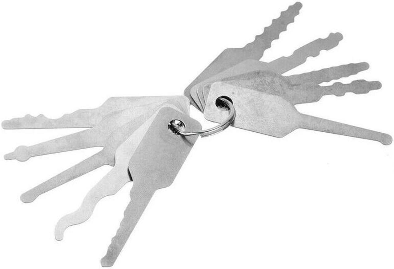 Alt view image 3 of 6 - 10Pcs  Stainless Steel Jiggler Keys Dual Sided Car Unlocking Lock Opening Repair Kits  Lock Opening Repair Tool Set