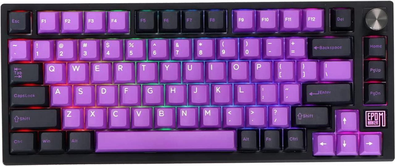 EPOMAKER TH80 SE Gasket 75% Mechanical Keyboard, NKRO Hot Swap RGB Triple Mode Gaming Keyboard with Poron/EVA Foam, Knob Control for E-sport/WIN/Mac (TH80 SE Black Purple, Gateron Pro Black)