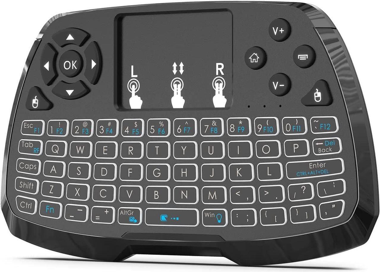 Main image of Miritz 2.4GHz Wireless Mini Keyboard with Mouse Touchpad Remote Control, LED Backlit Colorful, USB Liion Battery Charging Black