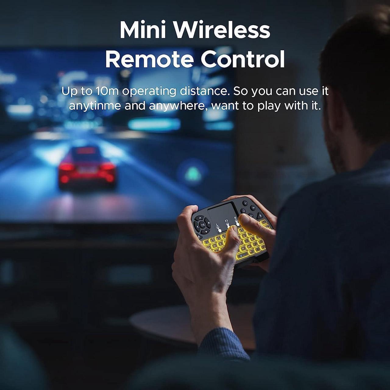 Alt view image 5 of 7 - Miritz 2.4GHz Wireless Mini Keyboard with Mouse Touchpad Remote Control, LED Backlit Colorful, USB Liion Battery Charging Black