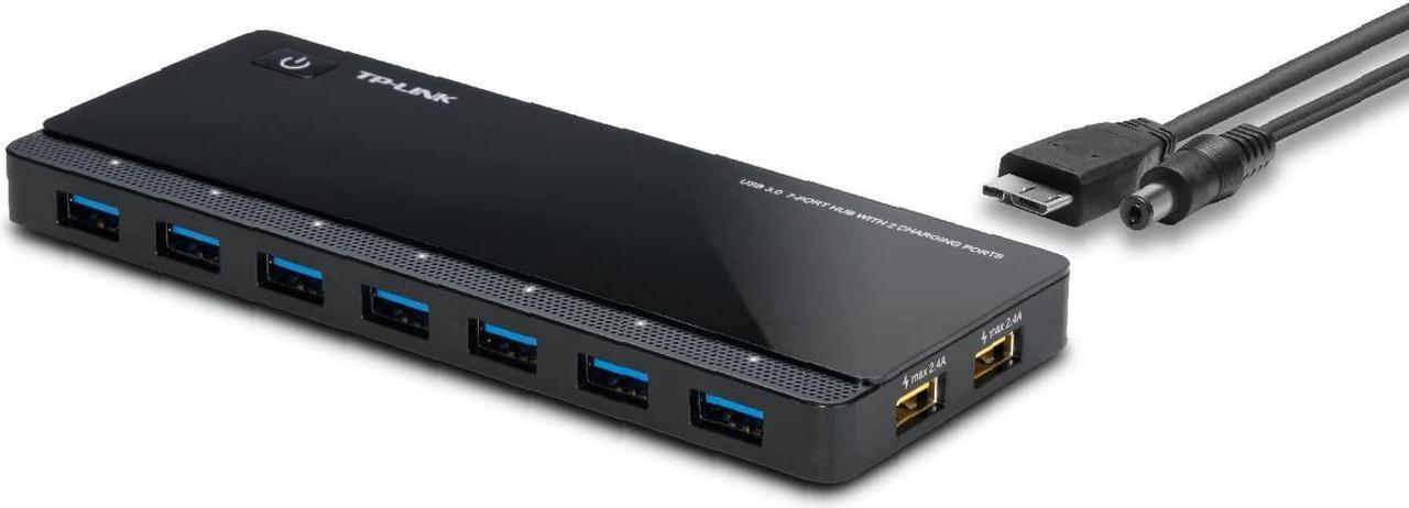 Main image of TP-Link Powered USB Hub 3.0 with 7 USB 3.0 Data Ports and 2 Smart Charging USB Ports. Compatible with Windows, Mac, Chrome & Linux OS, with Power On/Off Button, 12V/4A Power Adapter(UH720)