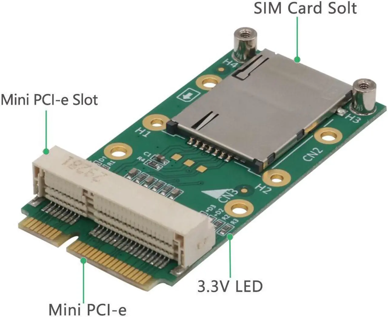 Alt view image 5 of 6 - Mini PCI Express Adapter For 3G 4G Module with USIM Slot MINI PCI E to Mini PCI-E Riser Card Support 3G/4G WWAN LTE GPS Card
