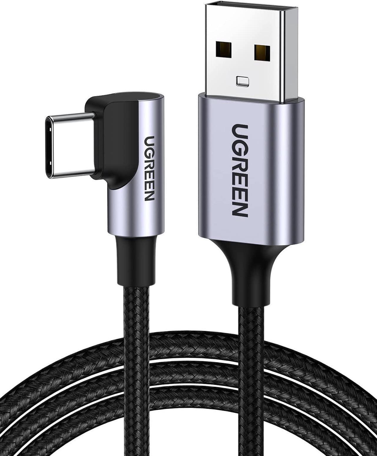 UGREEN USB C Cable 90 Degree Right Angle USB Type C Fast Charging Cable USB to USB C Cord Nylon Braided Compatible with PS5 Controller, Galaxy S21 Ultra S20 S20 A51 A71 A32, LG Velvet, 10ft