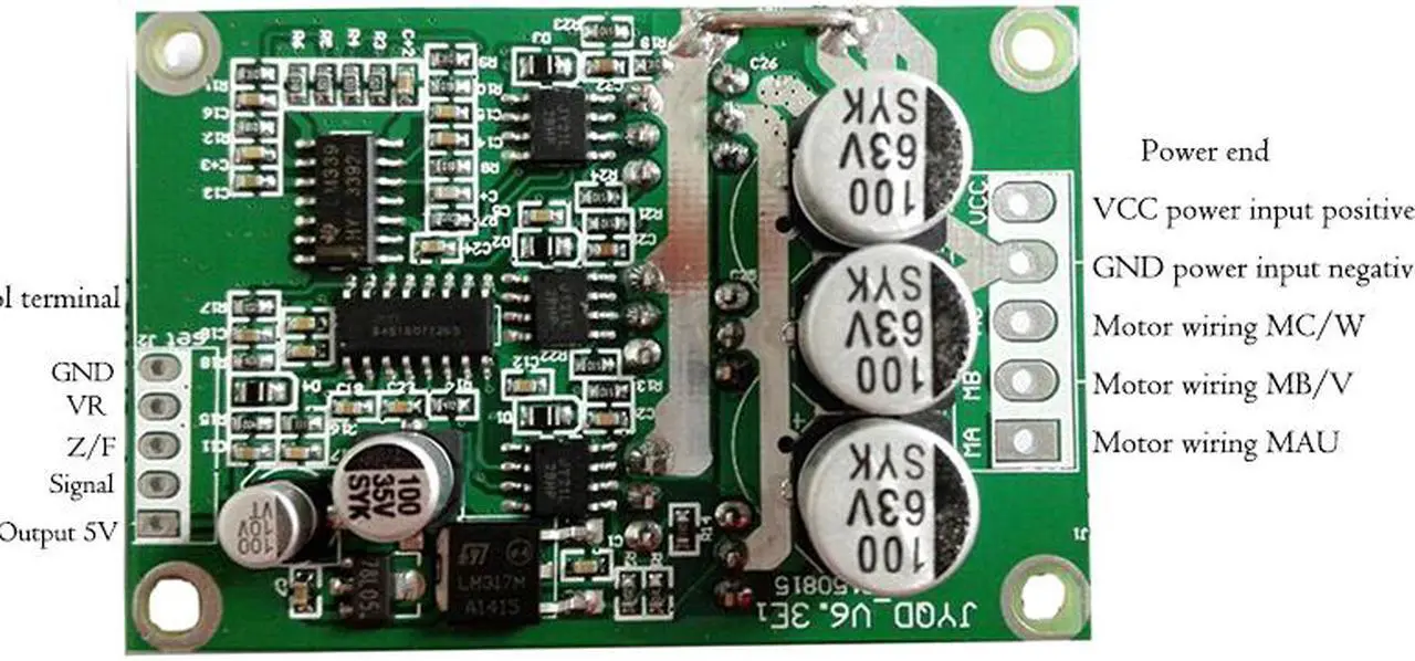 Alt view image 5 of 6 - 3-phase DC Motor Drive Speed Control Board Without Hall 12V 700W Brushless Motor Speed Controller Module, Commutation Controller