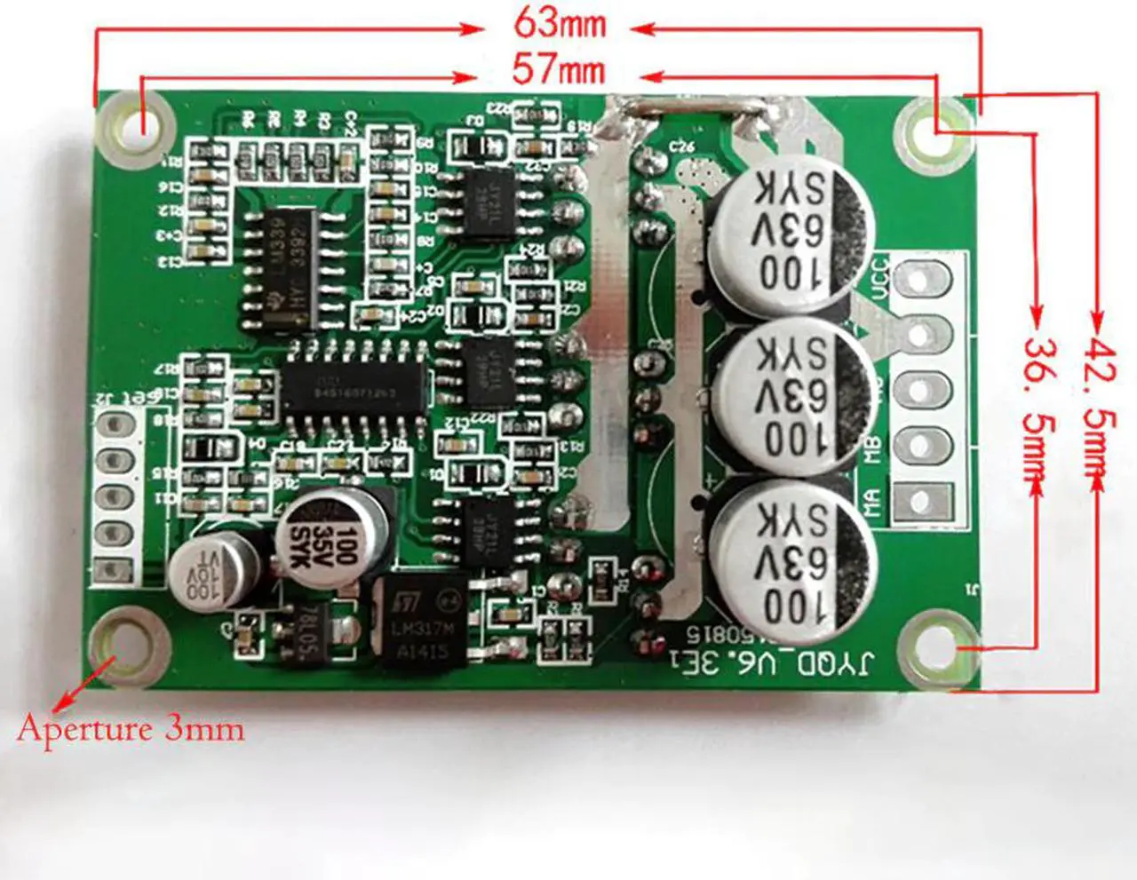 Alt view image 4 of 6 - 3-phase DC Motor Drive Speed Control Board Without Hall 12V 700W Brushless Motor Speed Controller Module, Commutation Controller