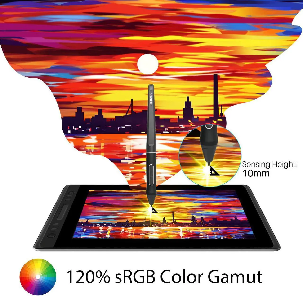 Alt view image 8 of 7 - Huion KAMVAS Pro 13 GT-133 Pen Display Drawing Monitor 13.3 Inches Tilt Function Battery-Free Stylus 8192 Pen Pressure(Stand Included)