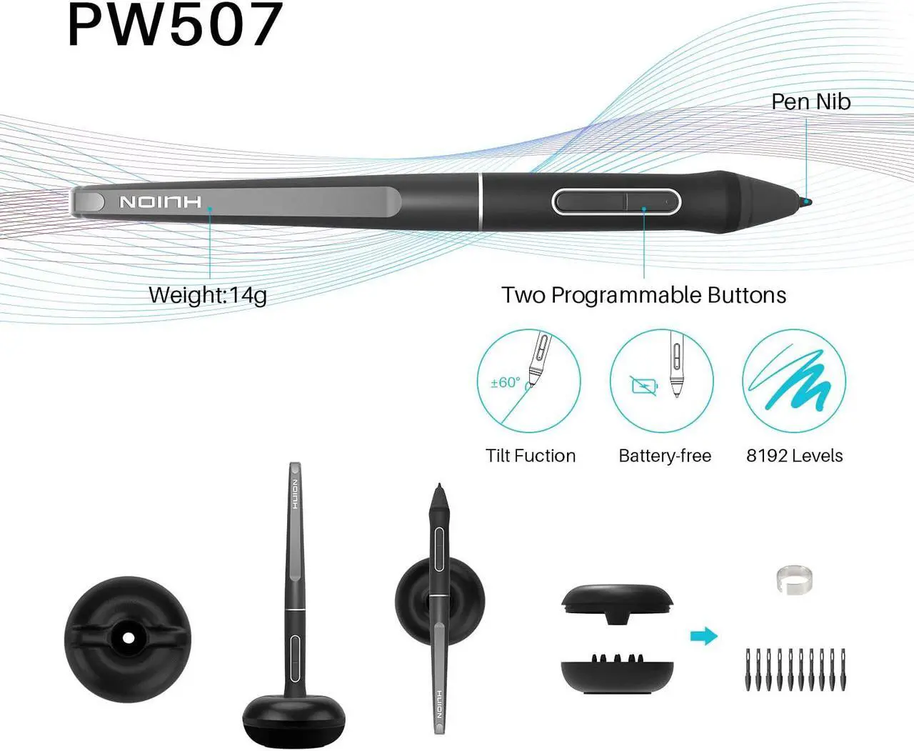 Alt view image 6 of 7 - Huion KAMVAS Pro 13 GT-133 Pen Display Drawing Monitor 13.3 Inches Tilt Function Battery-Free Stylus 8192 Pen Pressure(Stand Included)