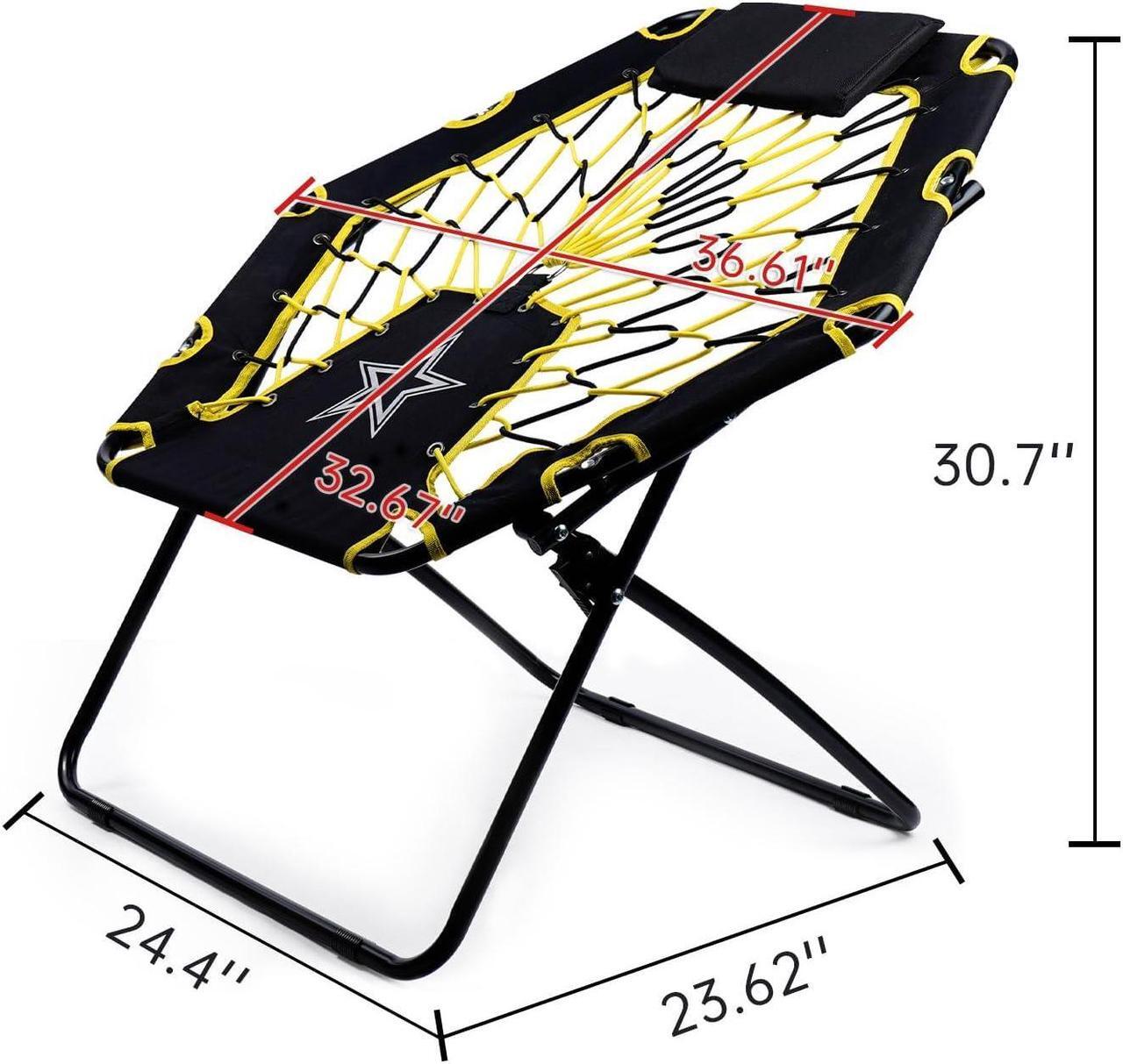 Alt view image 3 of 7 - CLATINA Elastic Foldable Colorful Accent Bungee Chair with Headrest Elastic Design Comfortable Fun Accent Bungee Chair for Outdoor Indoor Bedroom Living Room Gym Capacity up to 225 lb (1)