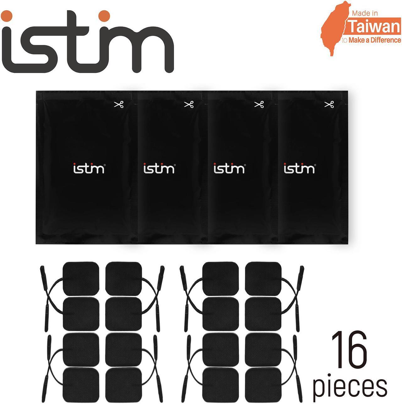 Alt view image 2 of 7 - iStim TENS Unit Pads 2"x2" for TENS Machine EMS Muscle Stimulator - Latex-Free and Super Soft 100% JAPANESE GEL for Electrotherapy - 16 Pieces Reusable Electrode Pads (2"x2"- BLACK Color)